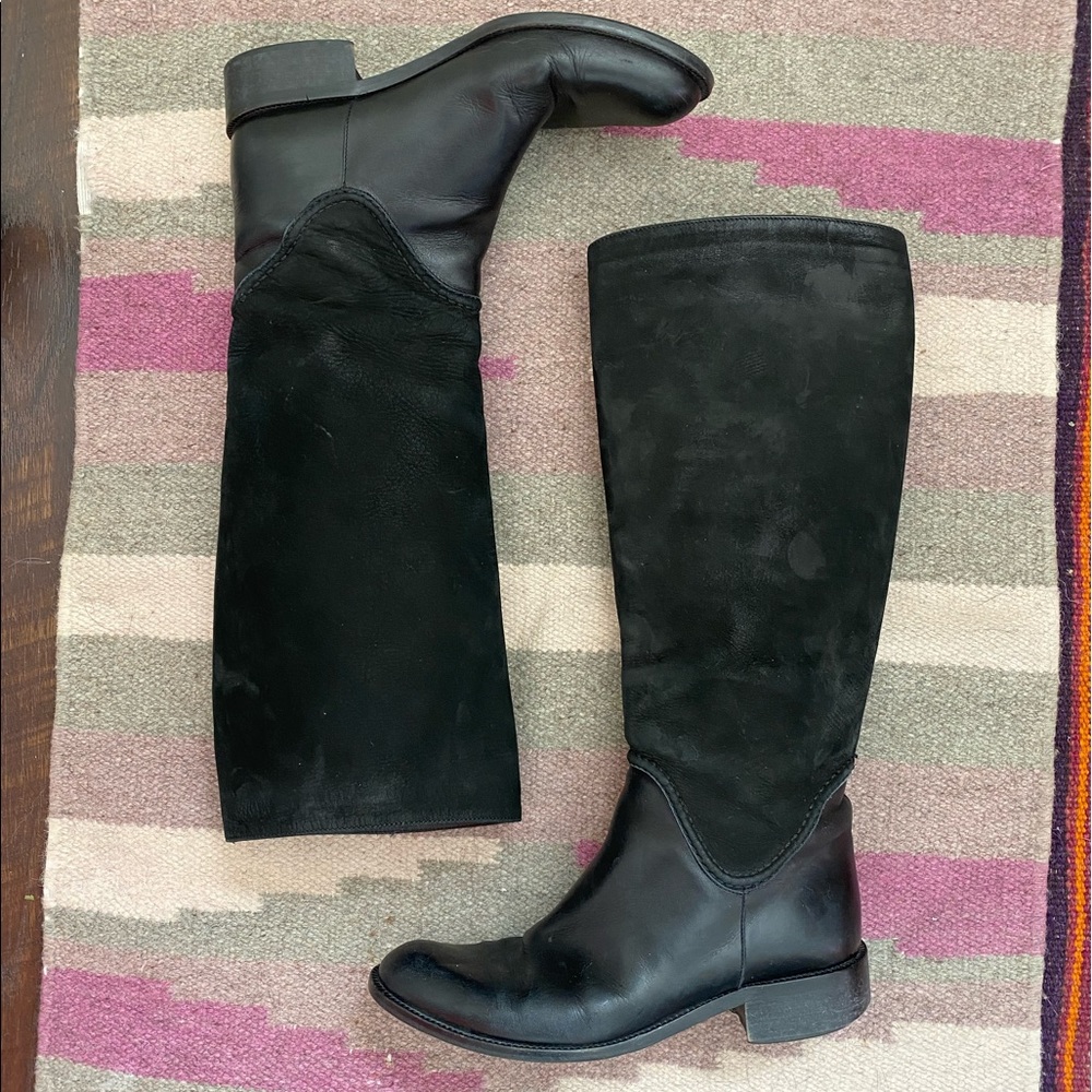 Vintage Prialpas Gomma Black Leather Suede Boots